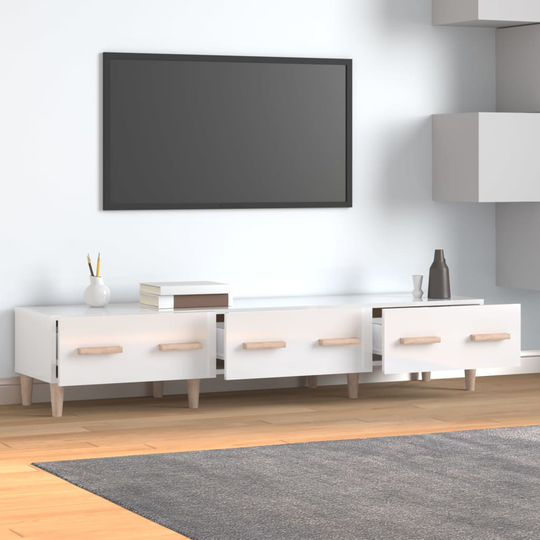 vidaXL TV-taso korkeakiilto valkoinen 150x34,5x30 cm tekninen puu