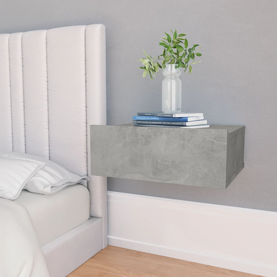 vidaXL Kelluva yöpöytä betoninharmaa 40x30x15 cm lastulevy