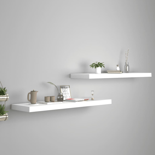 vidaXL Kelluvat seinähyllyt 2kpl valkoinen 90x23,5x3,8 cm MDF
