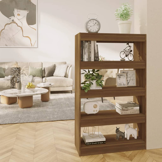 vidaXL Kirjahylly/tilanjakaja ruskea tammi 80x30x135 cm lastulevy