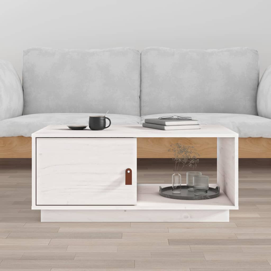 vidaXL Sohvapöytä valkoinen 80x50x35,5 cm täysi mänty