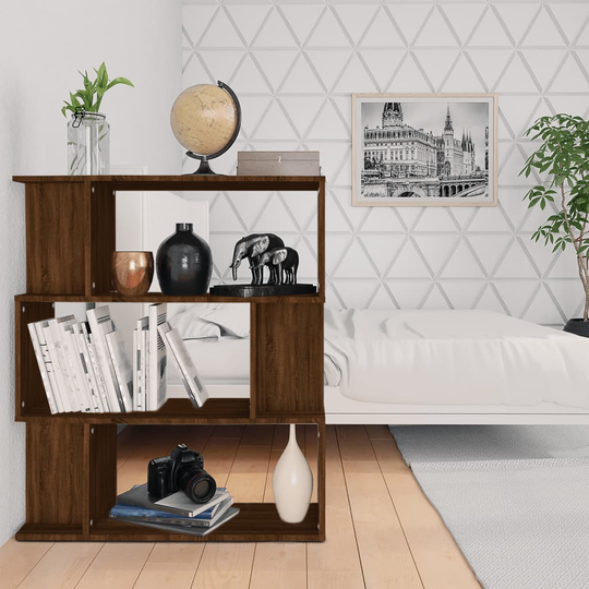 vidaXL Kirjahylly/tilanjakaja ruskea tammi 80x24x96 cm tekninen puu