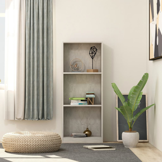 vidaXL 3-tasoinen kirjahylly betoninharmaa 40x24x108 cm lastulevy