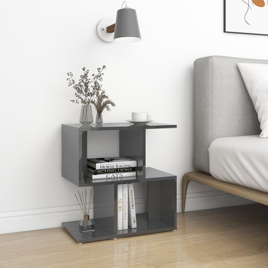 vidaXL Yöpöydät 2 kpl korkeakiilto harmaa 50x30x51,5 cm lastulevy