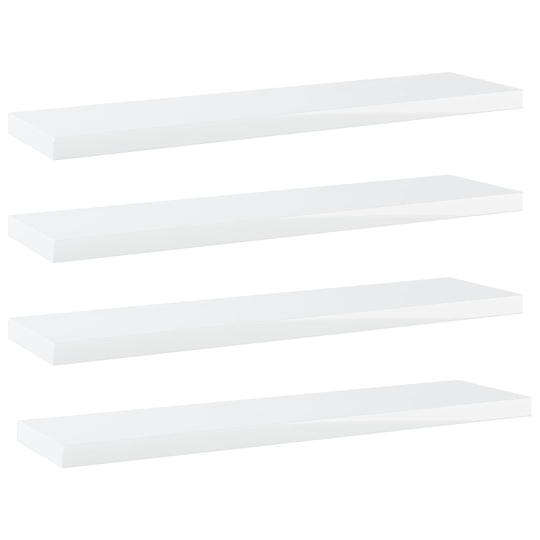 vidaXL Kirjahyllytasot 4 kpl korkeakiilto valk 40x10x1,5 cm lastulevy