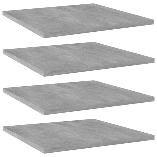 vidaXL Kirjahyllytasot 4 kpl betoninharmaa 40x40x1,5 cm lastulevy