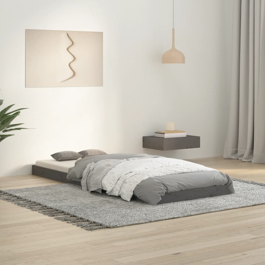 vidaXL Sängynrunko harmaa 75x190 cm täysi mänty 2FT6 Small Single