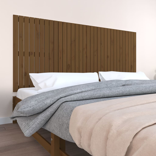 vidaXL Sängynpääty seinälle hunajanruskea 204x3x90 cm täysi mänty