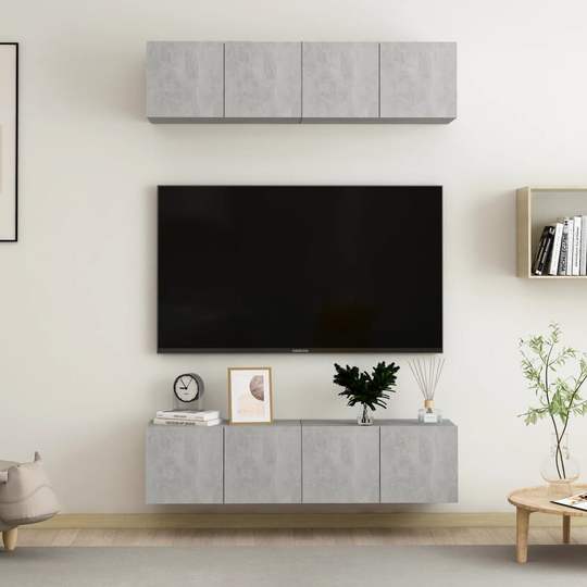 vidaXL TV-tasot 4 kpl betoninharmaa 60x30x30 cm lastulevy
