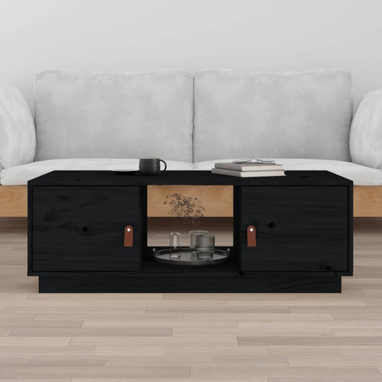 vidaXL Sohvapöytä musta 100x50x35 cm täysi mänty