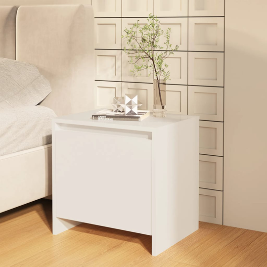 vidaXL Yöpöytä korkeakiilto valkoinen 45x34x44,5 cm lastulevy