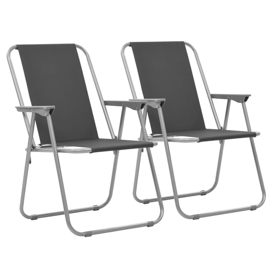 vidaXL Leirituolit 2 kpl kokoontaittuva 52x59x80 cm harmaa