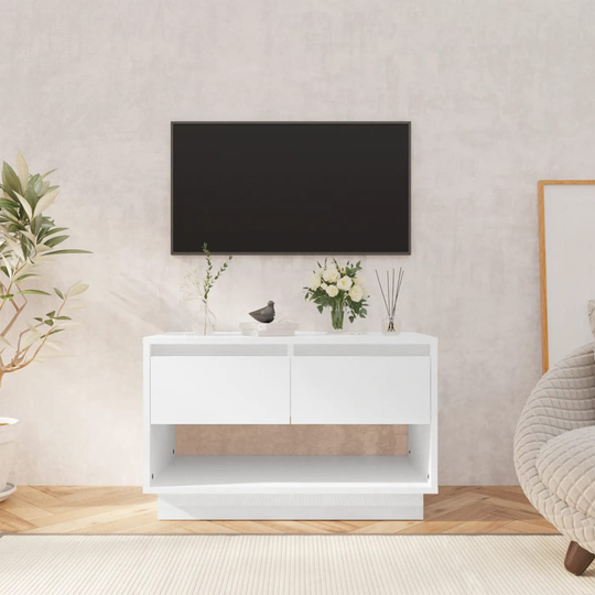 vidaXL TV-taso korkeakiilto valkoinen 70x41x44 cm lastulevy