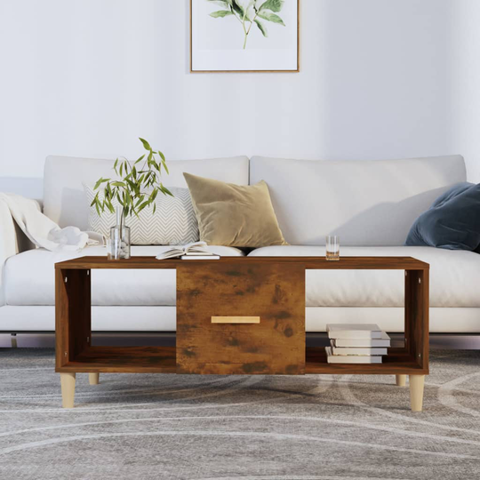 vidaXL Sohvapöytä savutammi 102x50x40 cm tekninen puu