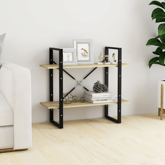 vidaXL 2-tasoinen kirjahylly Sonoma-tammi 80x30x70 cm lastulevy