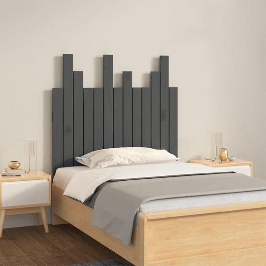 vidaXL Sängynpääty seinälle harmaa 82,5x3x80 cm täysi mänty
