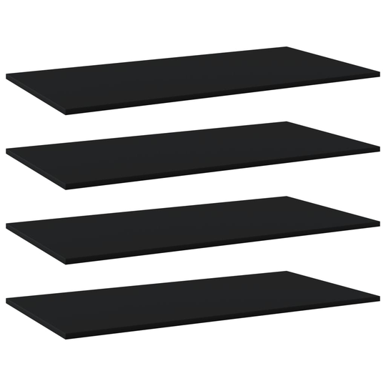 vidaXL Kirjahyllytasot 4 kpl musta 80x20x1,5 cm lastulevy