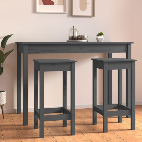 vidaXL Baarituolit 2 kpl harmaa 40x40x78 cm täysi mänty