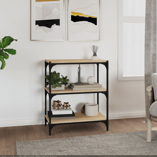 vidaXL Kirjahylly Sonoma-tammi 60x33x70,5 cm tekninen puu ja teräs