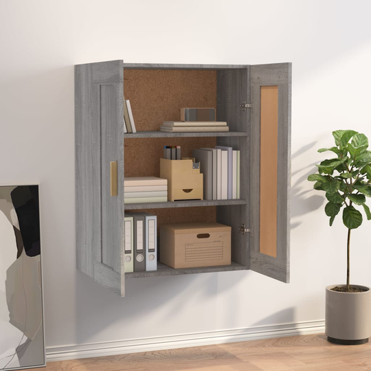 vidaXL Seinäkaappi harmaa Sonoma 69,5x32,5x90 cm tekninen puu