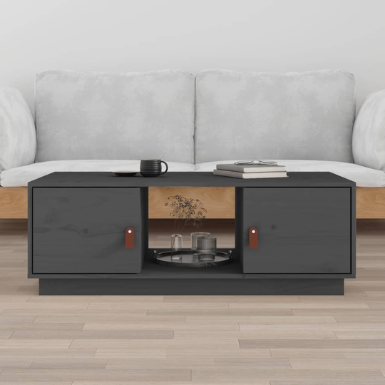 vidaXL Sohvapöytä harmaa 100x50x35 cm täysi mänty