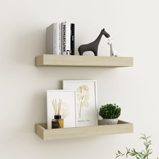 vidaXL Loggia seinähyllyt 2 kpl tammi 40x15x4 cm MDF