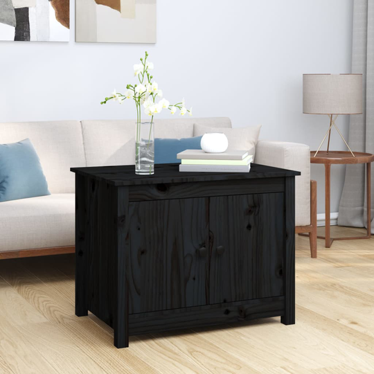 vidaXL Sohvapöytä musta 71x49x55 cm täysi mänty