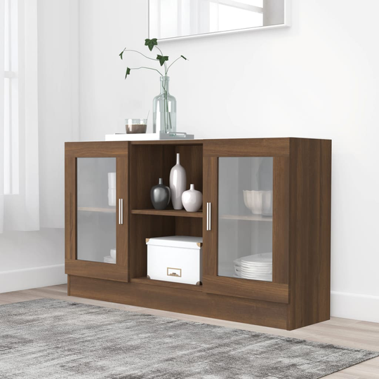 vidaXL Vitriinikaappi ruskea tammi 120x30,5x70 cm tekninen puu