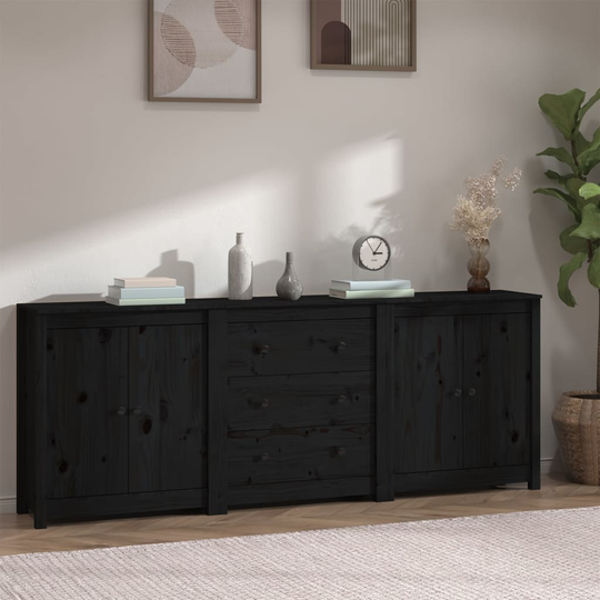 vidaXL Senkki musta 210x35x80 cm täysi mänty