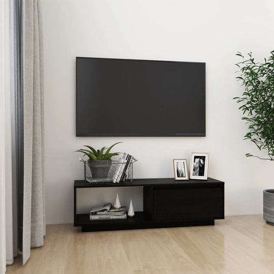vidaXL TV-taso musta 110x30x33,5 cm täysi mänty