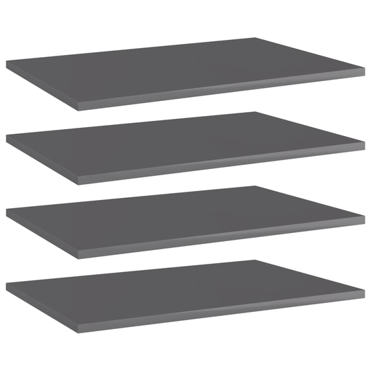 vidaXL Kirjahyllytasot 4 kpl korkeakiilto harmaa 60x40x1,5cm lastulevy