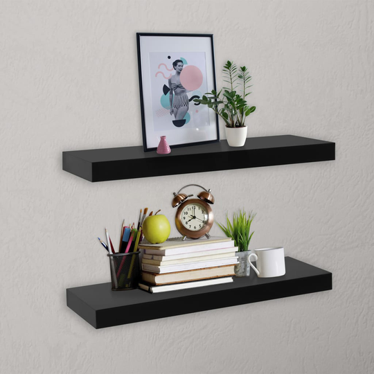 vidaXL Kelluvat seinähyllyt 2 kpl musta 40x20x3,8 cm