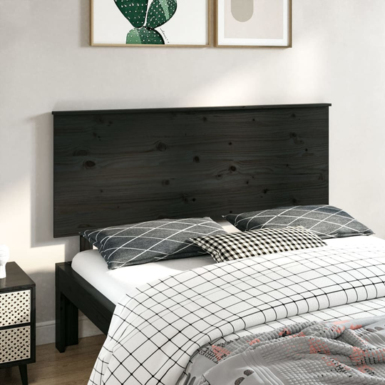 vidaXL Sängynpääty musta 144x6x82,5 cm täysi mänty