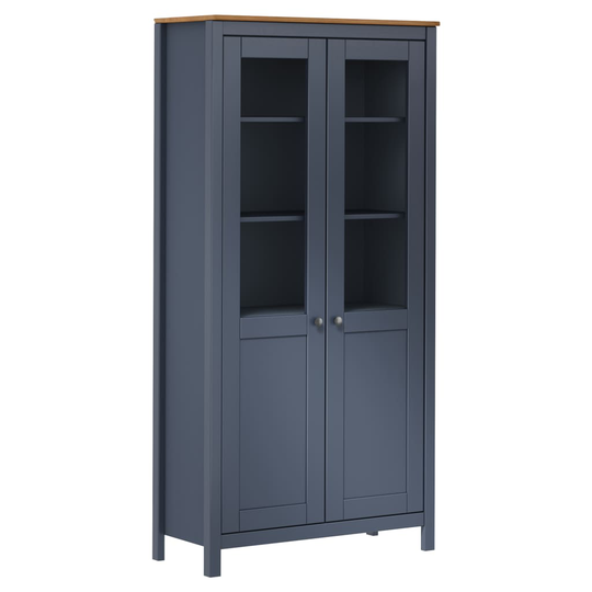 vidaXL Vitriini Hill harmaa 85x37x170,5 cm täysi mänty