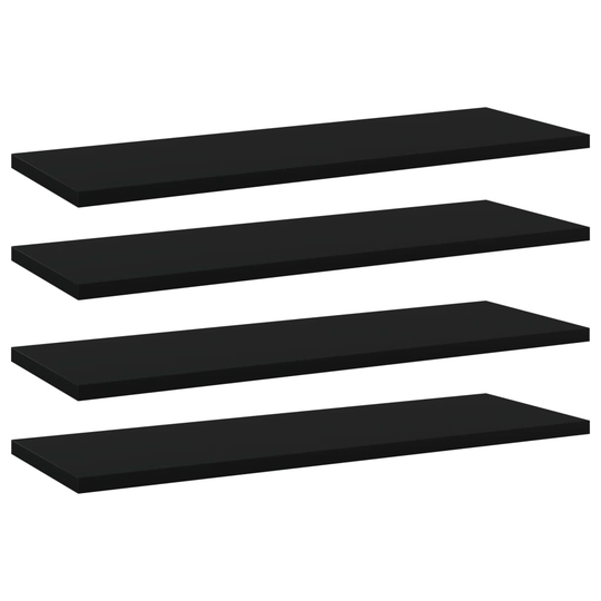 vidaXL Kirjahyllytasot 4 kpl musta 60x20x1,5 cm lastulevy