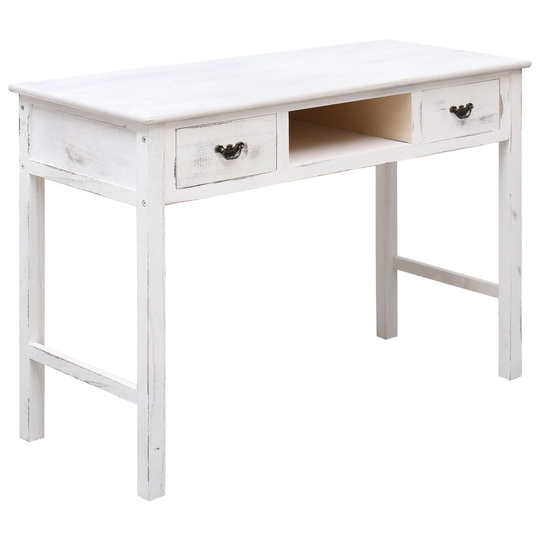 vidaXL Sivupöytä antiikinvalkoinen 110x45x76 cm puu