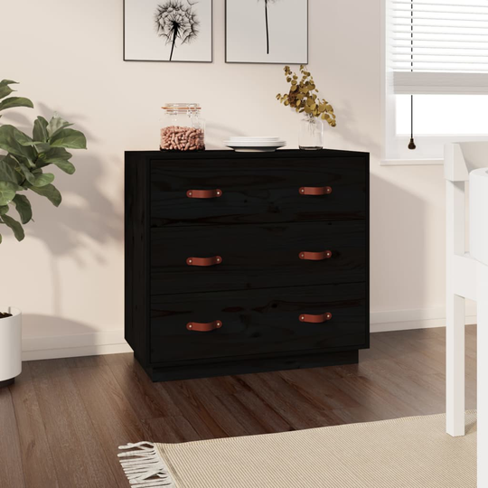 vidaXL Senkki musta 80x40x75 cm täysi mänty