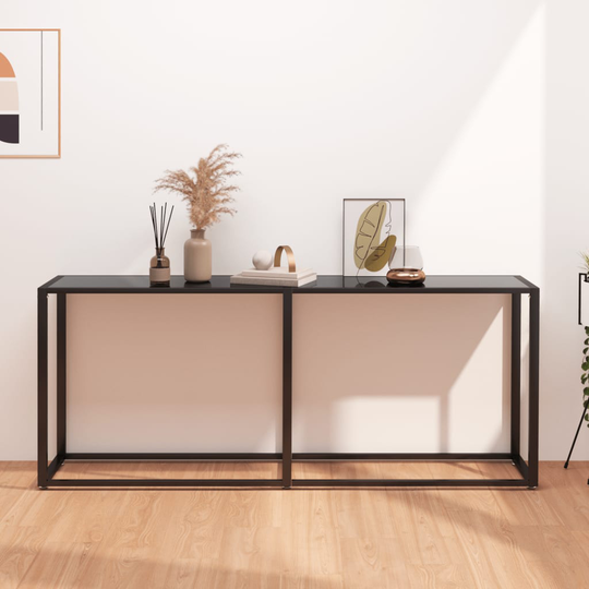 vidaXL Konsolipöytä musta 180x35x75,5 cm karkaistu lasi