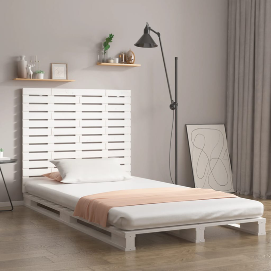 vidaXL Sängynpääty seinälle valkoinen 106x3x91,5 cm täysi mänty