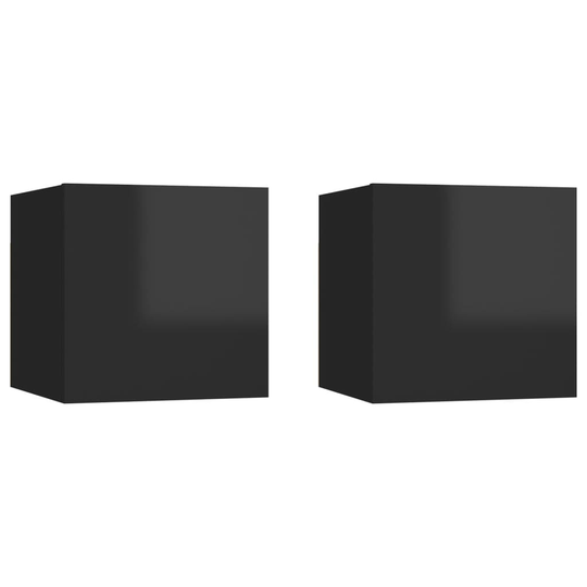 vidaXL Yöpöydät 2 kpl korkeakiilto musta 30,5x30x30 cm lastulevy