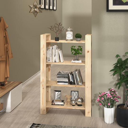 vidaXL Kirjahylly/tilanjakaja 80x35x125 cm täysi mänty