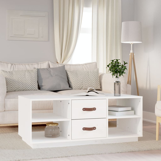 vidaXL Sohvapöytä valkoinen 100x50x41 cm täysi mänty