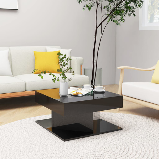 vidaXL Sohvapöytä korkeakiilto musta 57x57x30 cm lastulevy