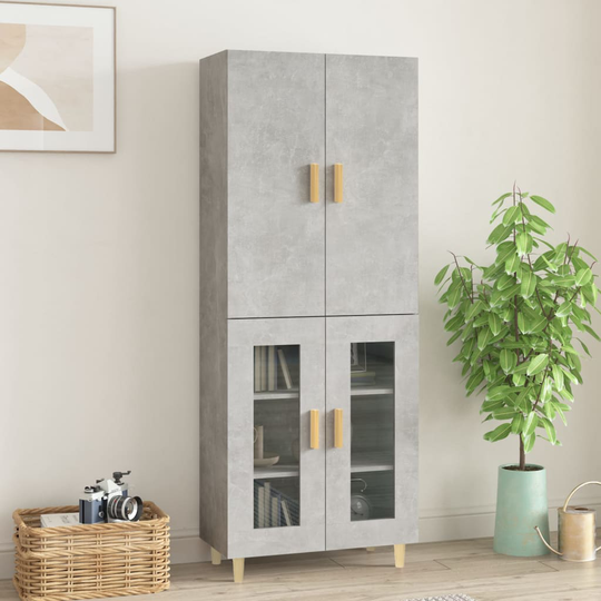 vidaXL Kaappi betoninharmaa 69,5x34x180 cm tekninen puu