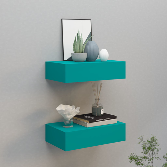 vidaXL Seinälaatikkohyllyt 2 kpl sininen 40x23,5x10 cm MDF