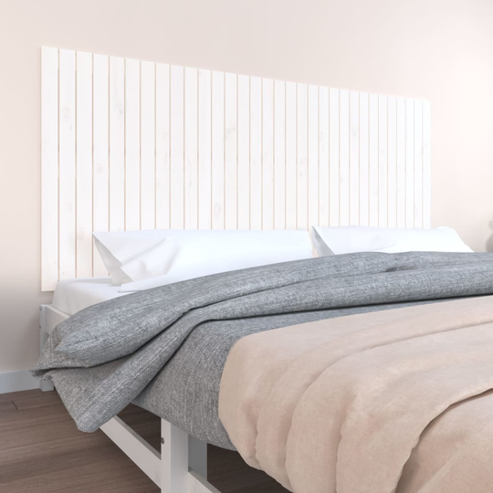 vidaXL Sängynpääty seinälle valkoinen 204x3x90 cm täysi mänty