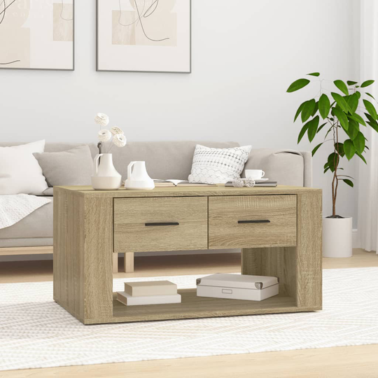 vidaXL Sohvapöytä Sonoma-tammi 80x50x40 cm tekninen puu