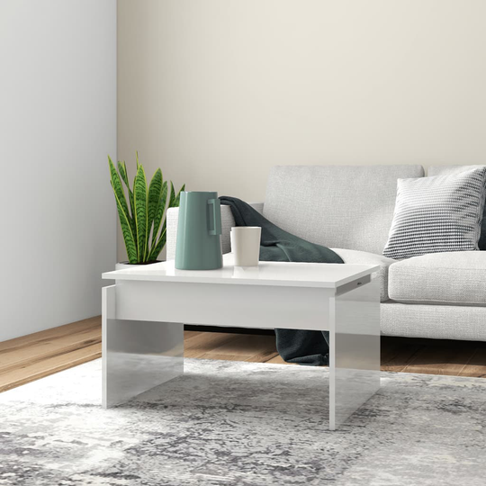vidaXL Sohvapöytä korkeakiilto valkoinen 68x50x38 cm lastulevy