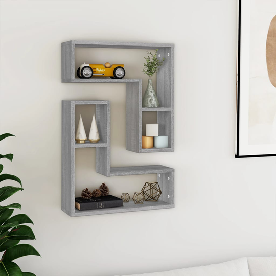 vidaXL Seinähyllyt 2 kpl harmaa Sonoma 50x15x50 cm tekninen puu