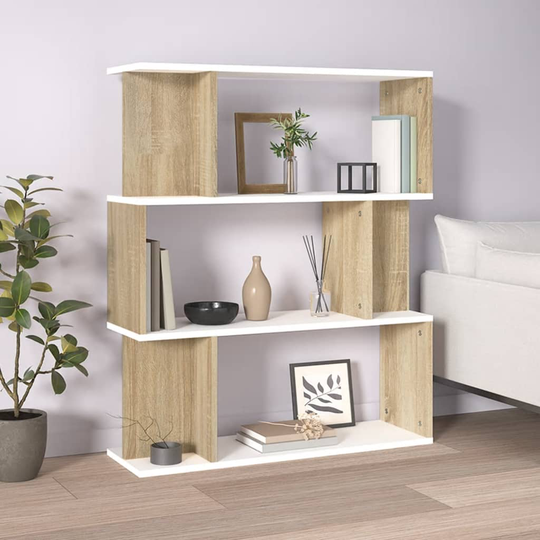 vidaXL Kirjahylly/tilanjakaja valk./Sonoma tammi 80x24x96 cm lastulevy